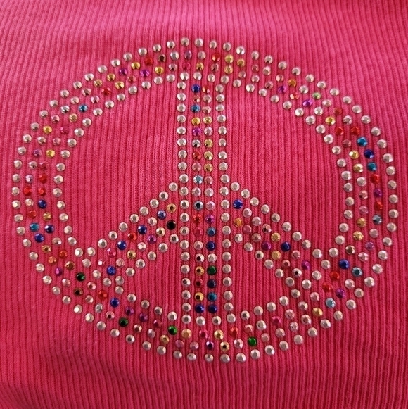CRIP Tank Top with Jeweled Peace Sign, Hot Pink, Size See Measurements - Picture 5 of 9
